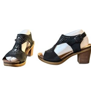 Dansko Deandra Black Studded Block Heel Sandals 39/9